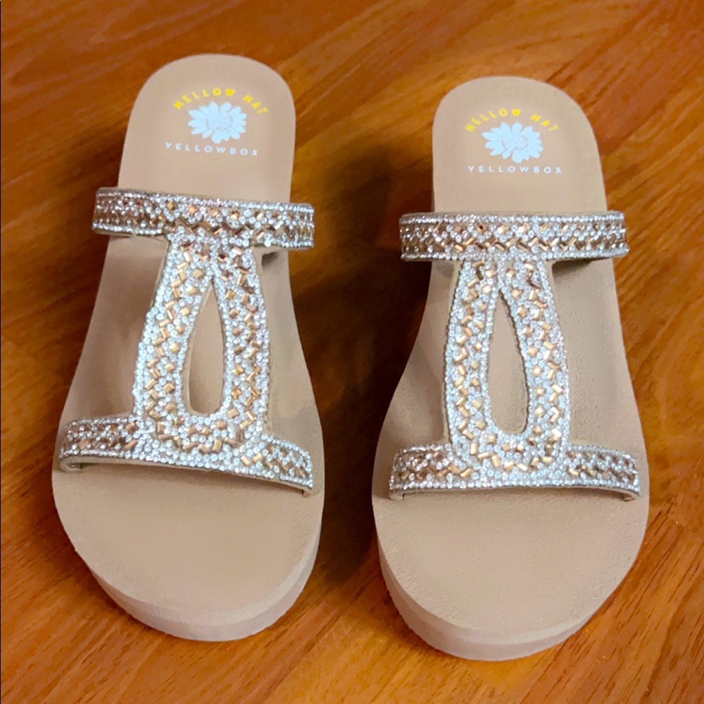 Sparkly Nude Sandal Wedges